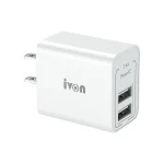 IVON AD36 12W 2.4A Dual USB Port Travel Charger, US Plug - Image 2