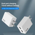 IVON AD38 5V 2.1A Dual USB Port Travel Charger, US Plug - Image 2