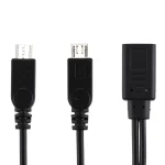 USB-C / Type-C Female to 2 x Micro USB Male Adapter Y Cable, Total Length: about 30cm - Image 3