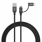IVON CA52 2.4A USB to Type-C + Micro USB 2 in 1 Charging Sync Data Cable, Length: 1m, Type-C + Micro USB