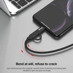 IVON CA52 2.4A USB to Type-C + Micro USB 2 in 1 Charging Sync Data Cable, Length: 1m, Type-C + Micro USB - Image 5