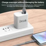 IVON CA92 2.4A Max USB to USB-C / Type-C Rubber Fast Charging Data Cable, Length: 1.5m, Type-C - Image 4