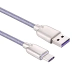 1m 5A Wires Woven USB-C / Type-C to USB 2.0 Data Sync Quick Charger Cable - Image 2