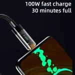 Mutural Li-CC006 1.2m 100W Transparent Digital Display USB-C / Type-C to Type-C Charging Data Cable - Image 3
