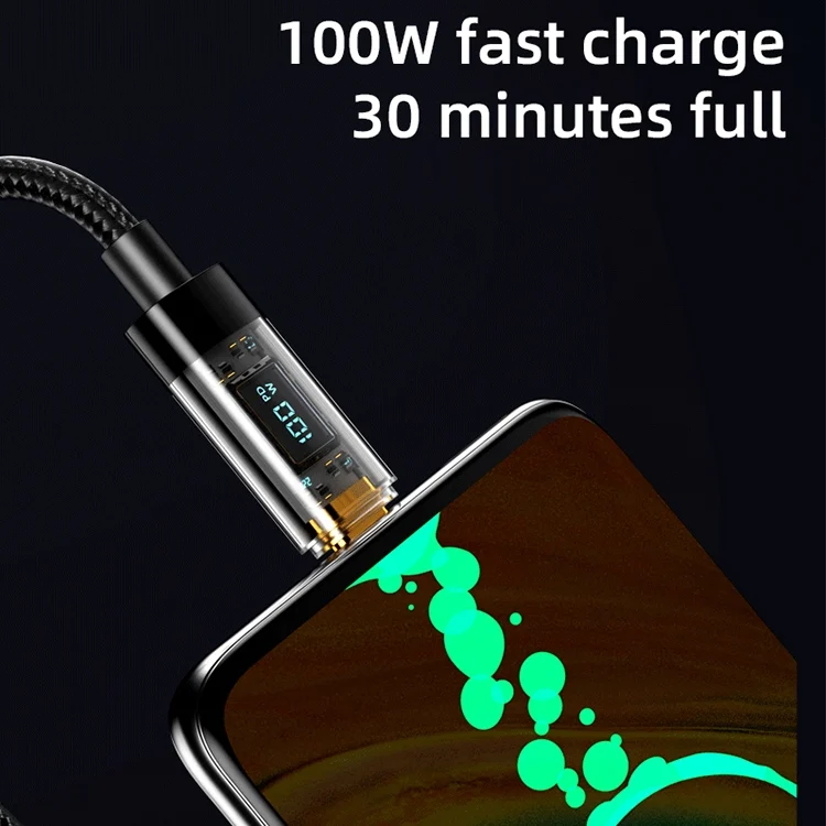 SAS8392_2.webp Mutural Li-CC007 1.2m 66W Transparent Digital Display USB to Type-C Charging Data Cable - Image 3