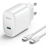 Yesido YC57C PD 20W USB-C / Type-C Single Port Quick Charger with Type-C to Type-C Cable, EU Plug, with Type-C to Type-C Cable