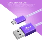 1m 3A Woven Style Metal Head Micro USB to USB Data / Charger Cable, 1m Micro USB - Image 3
