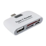 TF + SD Card + USB Port to USB-C / Type-C Adapter Card Reader Connection Kit with LED Indicator Light