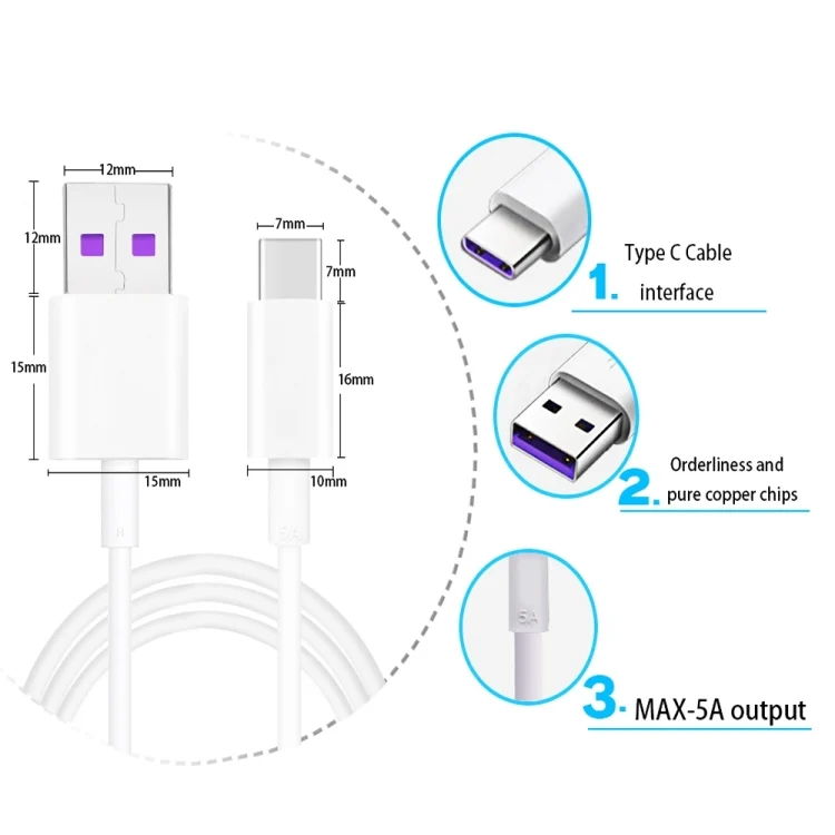 SYA001060201_7.webp 5A USB to USB-C / Type-C Mobile Phone Tablet PC Universal Super Fast Charging Data Cable, 1m, 1.5m, 2m - Image 8