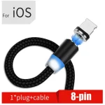 USB to 8 Pin Magnetic Metal Connector Nylon Two-color Braided Magnetic Data Cable, Cable Length: 1m, 8 Pin - Image 2