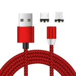 2 in 1 USB to 8 Pin + Micro USB Magnetic Metal Interface Nylon Braided Charging Cable, Length: 1m, 1m - Image 2
