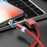 2 in 1 USB to 8 Pin + Micro USB Magnetic Metal Interface Nylon Braided Charging Cable, Length: 1m, 1m - Image 3