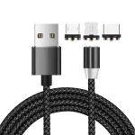 3 in 1 USB to 8 Pin + Type-C/USB-C + Micro USB Magnetic Metal Interface Nylon Braided Charging Cable, Length: 1m - Image 2