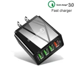 2 in 1 USB to USB-C / Type-C Data Cable + 30W QC 3.0 4 USB Interfaces Mobile Phone Tablet PC Universal Quick Charger Travel Charger Set, US Plug, USB-C / Type-C Set US Plug - Image 2