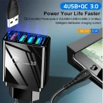 2 in 1 USB to USB-C / Type-C Data Cable + 30W QC 3.0 4 USB Interfaces Mobile Phone Tablet PC Universal Quick Charger Travel Charger Set, US Plug, USB-C / Type-C Set US Plug - Image 6