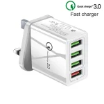 2 in 1 1m USB to Micro USB Data Cable + 30W QC 3.0 4 USB Interfaces Mobile Phone Tablet PC Universal Quick Charger Travel Charger Set, UK Plug, Micro USB Set UK Plug - Image 3