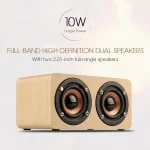 W5 Portable HiFi Shock Bass Wooden Bluetooth Speaker, W5 - Image 4