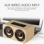 W5 Portable HiFi Shock Bass Wooden Bluetooth Speaker, W5 - Image 6