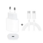 2 in 1 PD 20W Single USB-C / Type-C Port Travel Charger + 3A PD3.0 USB-C / Type-C to USB-C / Type-C Fast Charge Data Cable Set, Cable Length: 1m, EU Plug