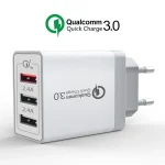 SDC-30W 30W QC 3.0 USB + 2.4A Dual USB 2.0 Ports Mobile Phone Tablet PC Universal Quick Charger Travel Charger, EU Plug - Image 3