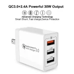 SDC-30W 2 in 1 USB to 8 Pin Data Cable + 30W QC 3.0 USB + 2.4A Dual USB 2.0 Ports Mobile Phone Tablet PC Universal Quick Charger Travel Charger Set, US Plug - Image 2