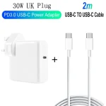 2 in 1 PD 30W USB-C / Type-C + 3A PD 3.0 USB-C / Type-C to USB-C / Type-C Fast Charge Data Cable Set, Cable Length: 2m, UK Plug - Image 2