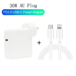 2 in 1 PD3.0 30W USB-C / Type-C Travel Charger with Detachable Foot + PD3.0 3A USB-C / Type-C to 8 Pin Fast Charge Data Cable Set, Cable Length: 2m, AU Plug - Image 2