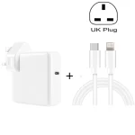 2 in 1 PD3.0 30W USB-C / Type-C Travel Charger with Detachable Foot + PD3.0 3A USB-C / Type-C to 8 Pin Fast Charge Data Cable Set, Cable Length: 2m, UK Plug