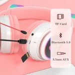 TN-28 3.5mm Bluetooth 5.0 Dual Connection RGB Cat Ear Bass Stereo Noise-cancelling Headphones Support TF Card With Mic - Image 11