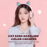 TN-28 3.5mm Bluetooth 5.0 Dual Connection RGB Cat Ear Bass Stereo Noise-cancelling Headphones Support TF Card With Mic - Image 4