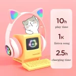 TN-28 3.5mm Bluetooth 5.0 Dual Connection RGB Cat Ear Bass Stereo Noise-cancelling Headphones Support TF Card With Mic - Image 7