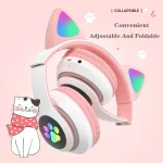 TN-28 3.5mm Bluetooth 5.0 Dual Connection RGB Cat Ear Bass Stereo Noise-cancelling Headphones Support TF Card With Mic - Image 8