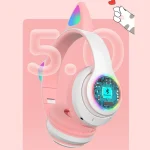 TN-28 3.5mm Bluetooth 5.0 Dual Connection RGB Cat Ear Bass Stereo Noise-cancelling Headphones Support TF Card With Mic - Image 9