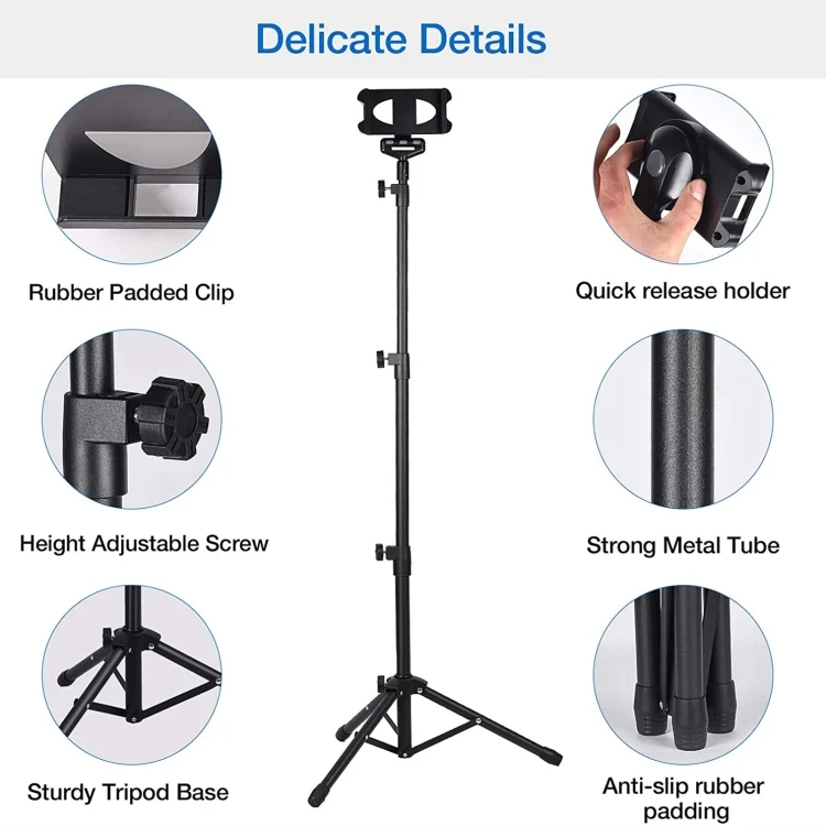 SYA0013480_3.webp Floor Tablet Tripod Stand Adjustable For 4.7-12.9 inch iPad Carrying Holder - Image 4