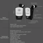 F960 CSR4.1 Retractable Cable Caller Vibration Reminder Anti-theft Bluetooth Headset, Black, White, Gold, Silver - Image 6