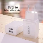 ENKAY Hat-Prince T003-1 10.5W 2.1A Dual USB Travel Charger Power Adapter for Huawei / Xiaomi / Samsung, EU Plug - Image 3