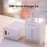 ENKAY Hat-Prince U033 18W 3A PD+QC 3.0 Fast Charging Travel Charger Power Adapter, US Plug - Image 2