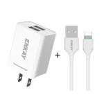 ENKAY Hat-Prince U008-1 10.5W 2.1A Dual USB Charging US Plug Travel Power Adapter, With 2.1A 1m 8 Pin Cable, With 2.1A 1m Type-C Cable, With 2.1A 1m Micro USB Cable