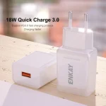 ENKAY Hat-Prince T006-1 18W 3A QC3.0 Fast Charging Power Adapter EU Plug Portable Travel Charger, With 3A 1m 8 Pin Cable, With 3A 1m Type-C Cable, With 3A 1m Micro USB Cable - Image 2