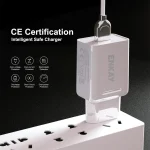 ENKAY Hat-Prince T006-1 18W 3A QC3.0 Fast Charging Power Adapter EU Plug Portable Travel Charger, With 3A 1m 8 Pin Cable, With 3A 1m Type-C Cable, With 3A 1m Micro USB Cable - Image 4