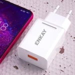ENKAY Hat-Prince T006-1 18W 3A QC3.0 Fast Charging Power Adapter EU Plug Portable Travel Charger, With 3A 1m 8 Pin Cable, With 3A 1m Type-C Cable, With 3A 1m Micro USB Cable - Image 5
