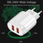 Dual USB Portable Travel Charger + 1 Meter USB to Micro USB Data Cable, EU Plug - Image 8
