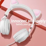 P28 Cat Ear Wired Headphone Music Stereo Headset with Microphone - Image 4