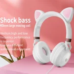P28 Cat Ear Wired Headphone Music Stereo Headset with Microphone - Image 5