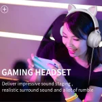 P28 Cat Ear Wired Headphone Music Stereo Headset with Microphone - Image 9