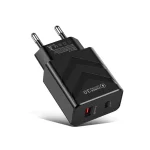 LZ-715 PD + QC 3.0 Dual Ports Fast Charging Travel Charger, EU Plug, EU Plug