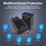 LZ-715 PD + QC 3.0 Dual Ports Fast Charging Travel Charger, EU Plug, EU Plug - Image 3