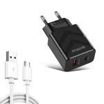 LZ-715 20W PD + QC 3.0 Dual Ports Fast Charging Travel Charger with USB to Micro USB Data Cable, EU Plug, USB to Micro USB Data Cable, EU Plug