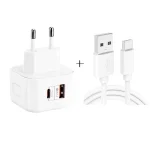 YSY-6087PD 20W PD3.0 + QC3.0 Dual Fast Charge Travel Charger with USB to Type-C Data Cable, EU Plug, US Plug, UK Plug - Image 2