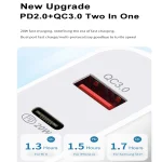 20W PD Type-C + QC 3.0 USB Interface Fast Charging Travel Charger with USB to 8 Pin Fast Charge Data Cable, EU Plug, US Plug, AU Plug - Image 4